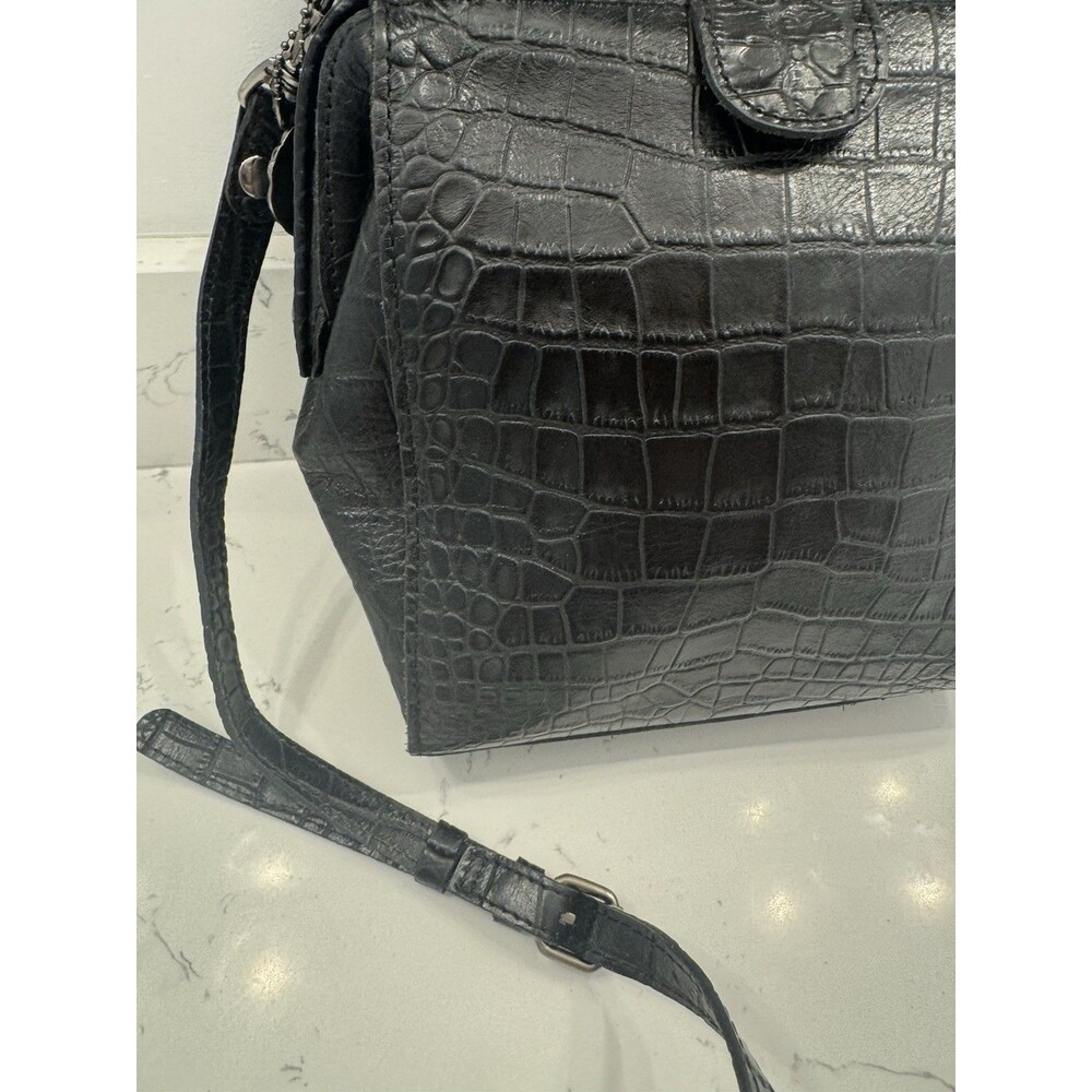Patricia Nash Leather Crocodile Embossed Nela Frame Tote Black 10th Anniversary - Picture 4 of 16